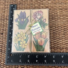 Hero Arts " Flower Portraits" Set New Rubber Stamps Iris Rose Tulip Daffodil