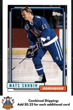 Mats Sundin 1992-93 Topps #415 Quebec Nordiques