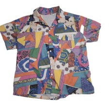 Vintage Rare Aloha Hawaiian Shirt Japanese Pattern Crane Size Large L Rayon