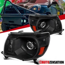 Fits 2005-2011 Toyota Tacoma Black Projector Headlights Lamps Left+Right 05-11