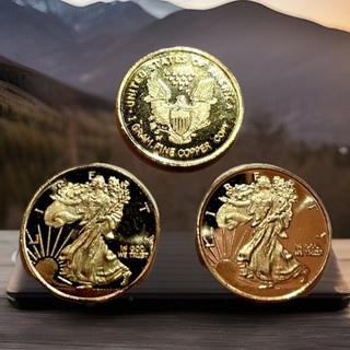 3 Rounds 1g Gram Copper Dipped in 24k Gold Walking Liberty .999 Fine Bullion
