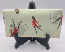 Vintage China Wei Fabric Checkbook Cover MCM Woman w/ Dog In Purse Print