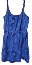 Banana Republic Blue Geometric Sundress  XL Tall Sleeveless Knee Length Ruffle