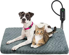 Pet Heating Pad, Waterproof Electric Dog Cat Heat Pad with Timer, Temperature Ad