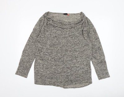 ONLY Strickpullover Pullover Damen grau Wasserfallausschnitt L