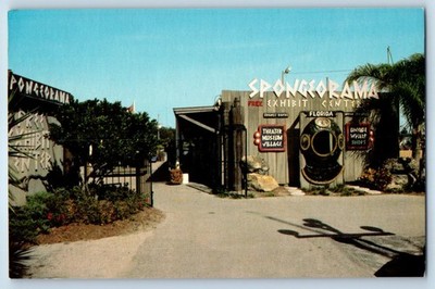 1960 Tarpon Springs Florida Postcard Spongeorama Exhibit Center Theatre Unposted