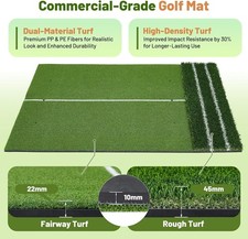 5x4 ft Dual Turf Golf Training Mat Swing Detection Practice Hitting Aid Game Pad