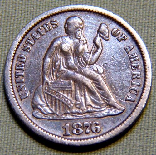 1876 Carson City US Seated Liberty Silver CC Dime - EF Choice High Grade - #1220