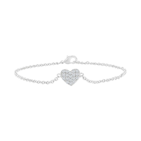 Alternate view of 18k White Gold Plated Puffed Heart Bracelet Micro Pave Crystals For Women Girls