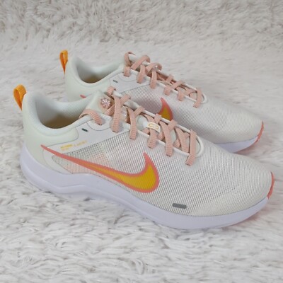 Women's Nike Downshifter 12 Running Shoes White/Orange Size 9.5 DD9294-101