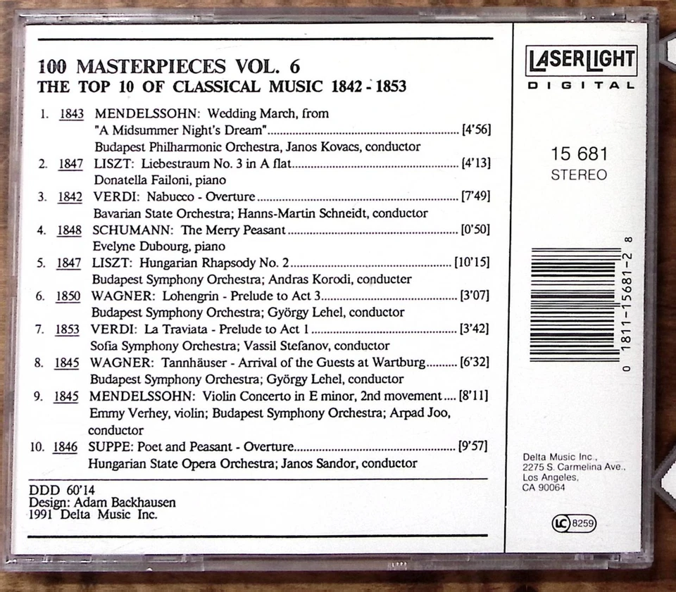 THE TOP 10 OF CLASSICAL MUSIC 1842-1853 VOL 6 LASERLIGHT EXC  CD 3339 Foto 2 de 3