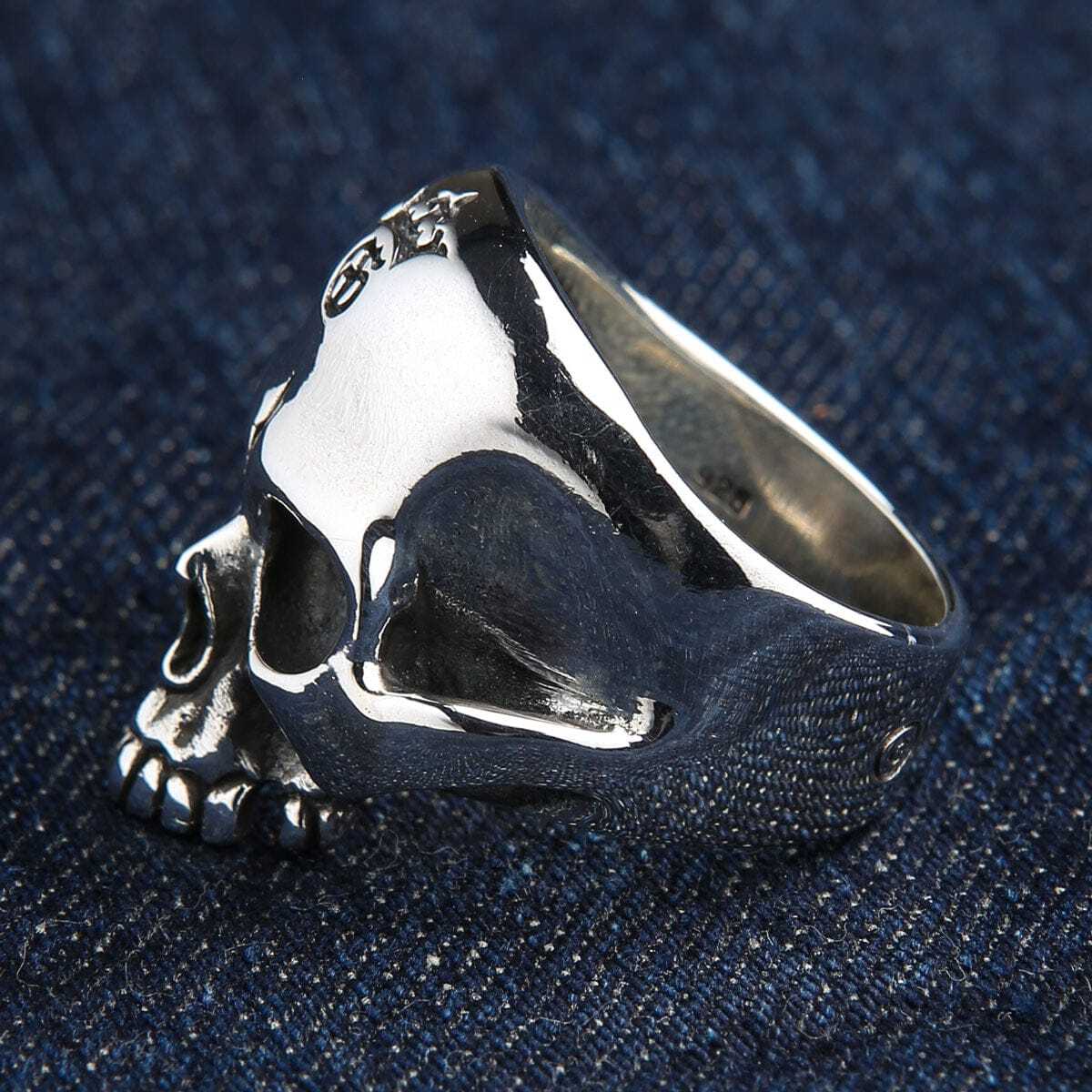 Sterling シルバー925 Skullリング-23号 Sterling Silver Skull Ring, Carved Skull Ring, Inspired by