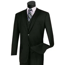 VINCI Men's Black 3-Piece 2-Button Classic-Fit Suit - NEW