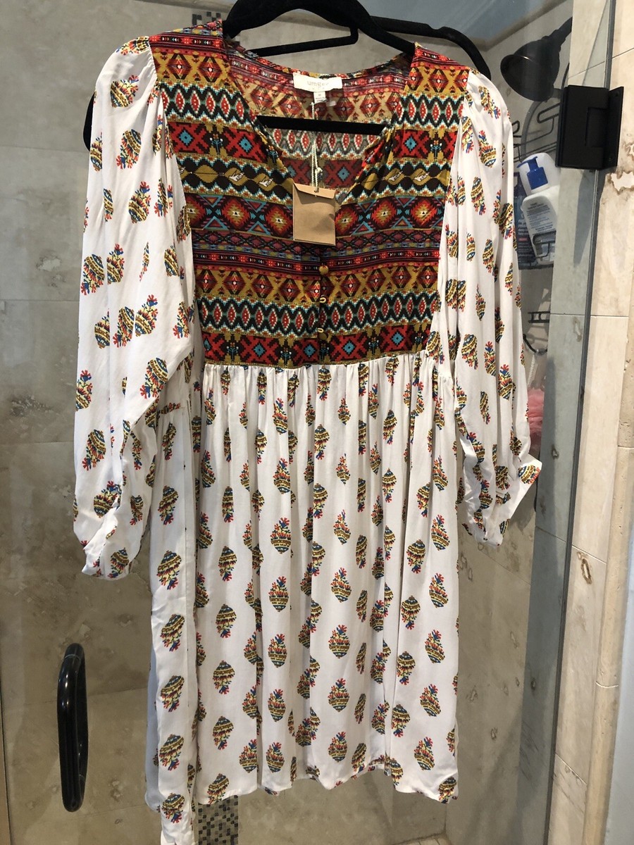 Nwt New Umgee boho tribal stripe Fall Festival over sized Boho dress size M