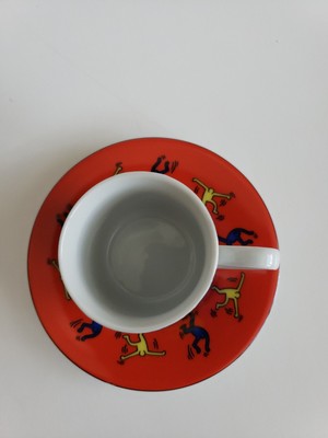 4 Tasses à Café Keith Haring Empilables - Porcelaine, 300ml, Compatibles Micro-ondes Et Lave-vaisselle