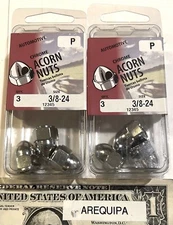 Lot of 6 Midwest Fastener 12345 Acorn Nut, 3/8-24 Thread, Chrome bullet Point