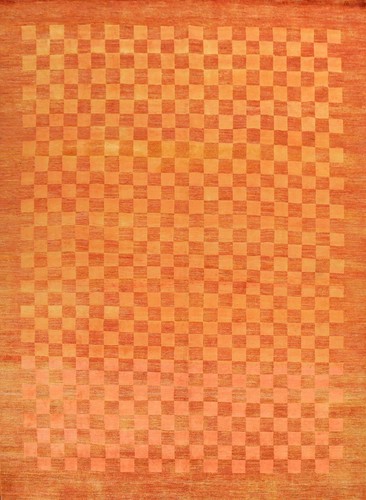 Modern Checked Gabbeh Hand-knotted Area Rug Living Room Oriental Carpet 9'x12'