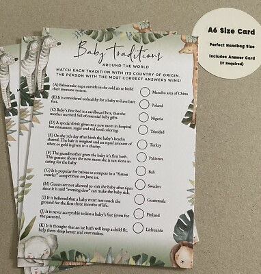 10 Baby Traditions Babyparty Safari Thema Spielkarten - 3 für 2 auf alle Spiele