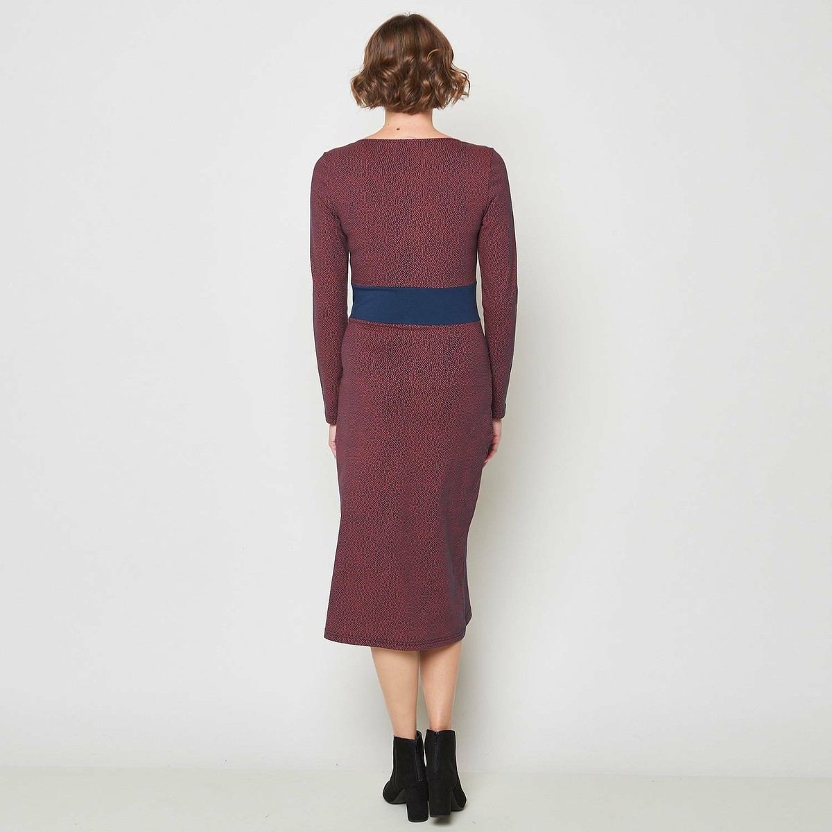 Robe TRANQUILLO En Coton Biologique – Imprimé Rétro Bleu, Longueur Genou, Taille Normale, été, Neuve Avec étiquettes