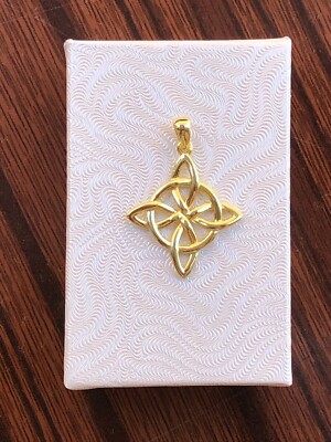 925 Sterling Silver Celtic Witches Protection Knot Pendant 23mm(0.91'')/30mm Gold