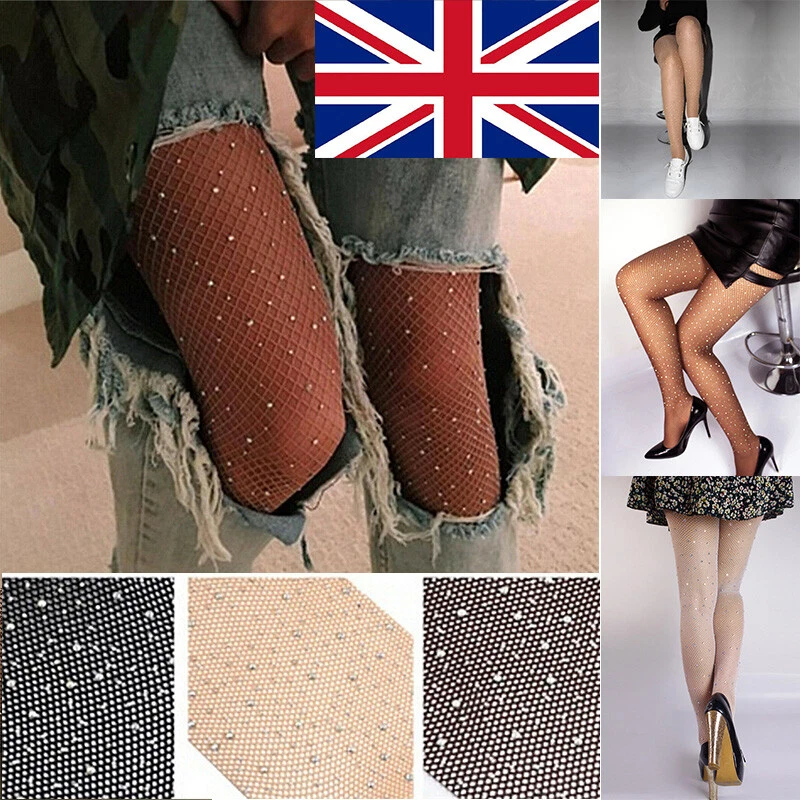 Ladies Net Tights / Lady Up Fishnet Tights Gem Glitter Rhinestones