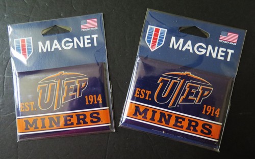 TWO (2) UTEP MINERS, 2.5" X 3.5" METAL MAGNETS FROM WINCRAFT - Picture 2 of 2