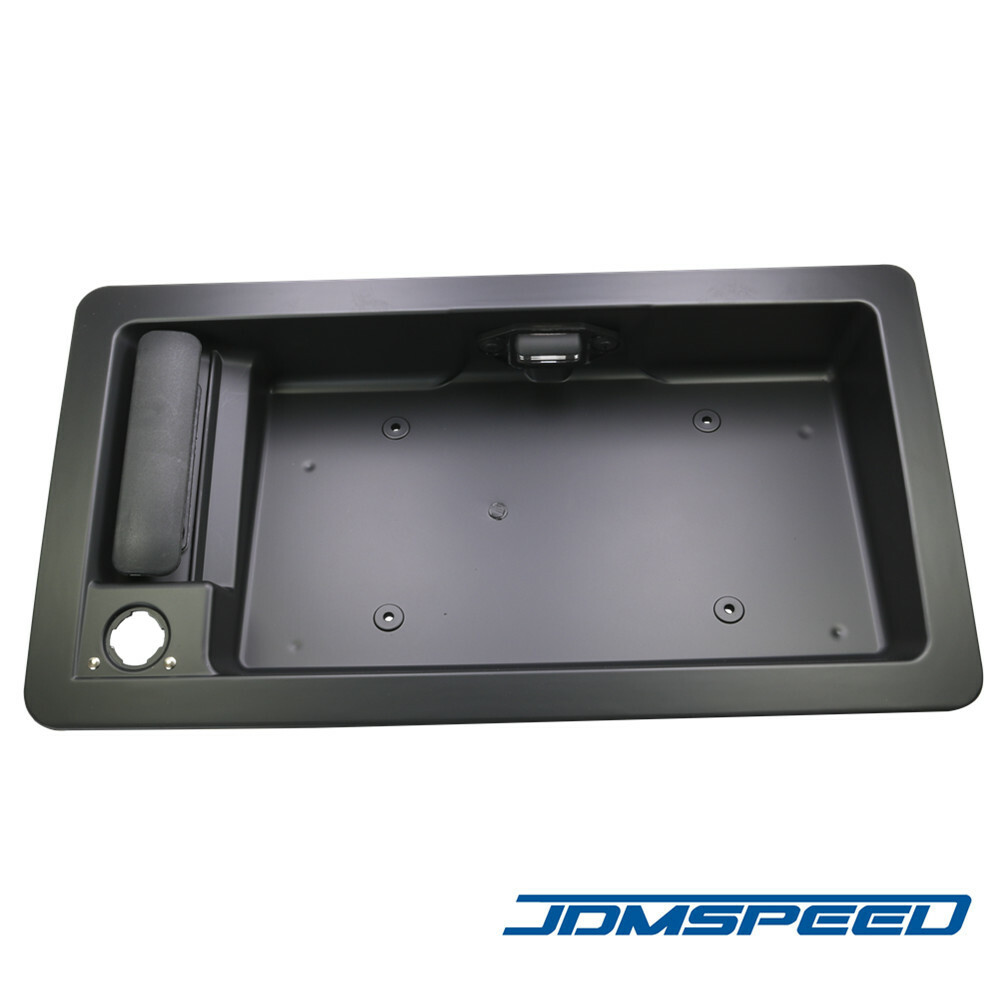 Rear Cargo Door Handle With License Plate Bracket - Black - Fits Ford E150, E250, E350 Vans (1992-2014)