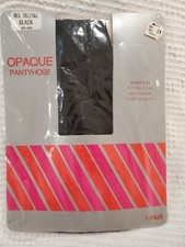 Vintage Opaque Pantyhose Black Med Tall/Tall NEW Seamless Stretch K Mart Kmart