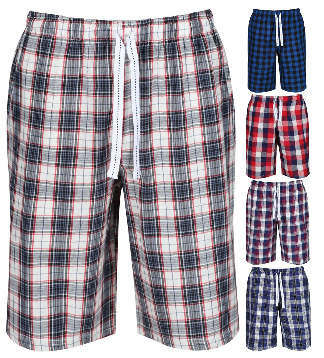 MENS LOUNGE SHORTS PYJAMA SLEEP PJ SHORT CHECKED 5 DESIGNS M L XL XXL  COTTON NEW