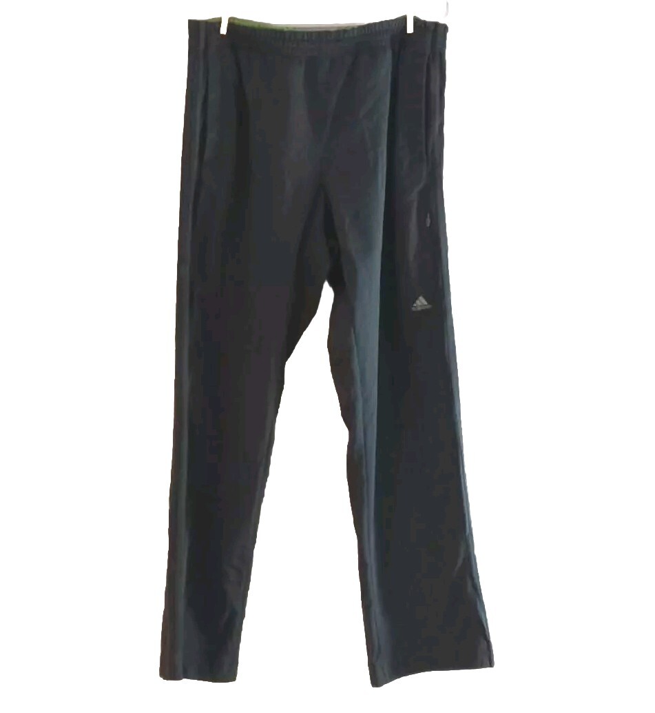 Adidas Men XL Black Sweatpants with Elastic Waist & Pockets 100% Polyester Activewear-image