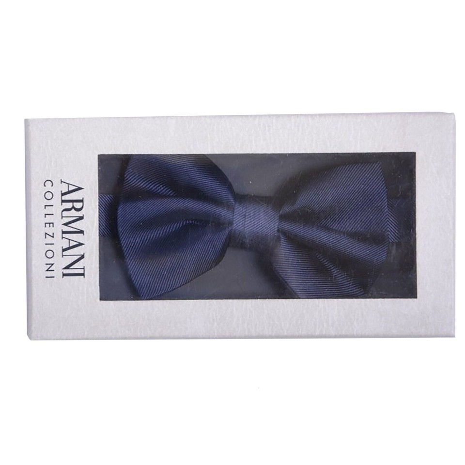 Armani Collezioni Hombre Seda Pajarita Self Atado Liso Formal Boda Hecho I Italy