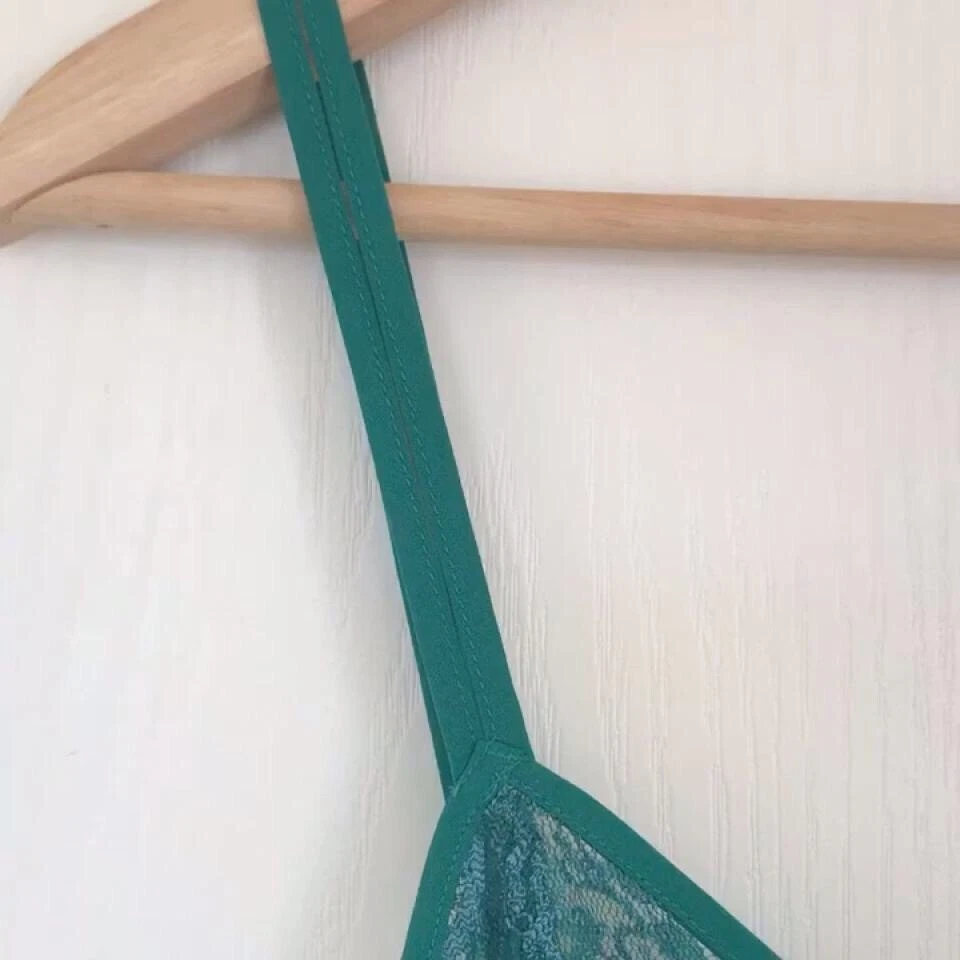 UNDERCOVER Abito slip vintage anni 80 Victoria’s Secret etichetta oro verde blu pizzo taglia M