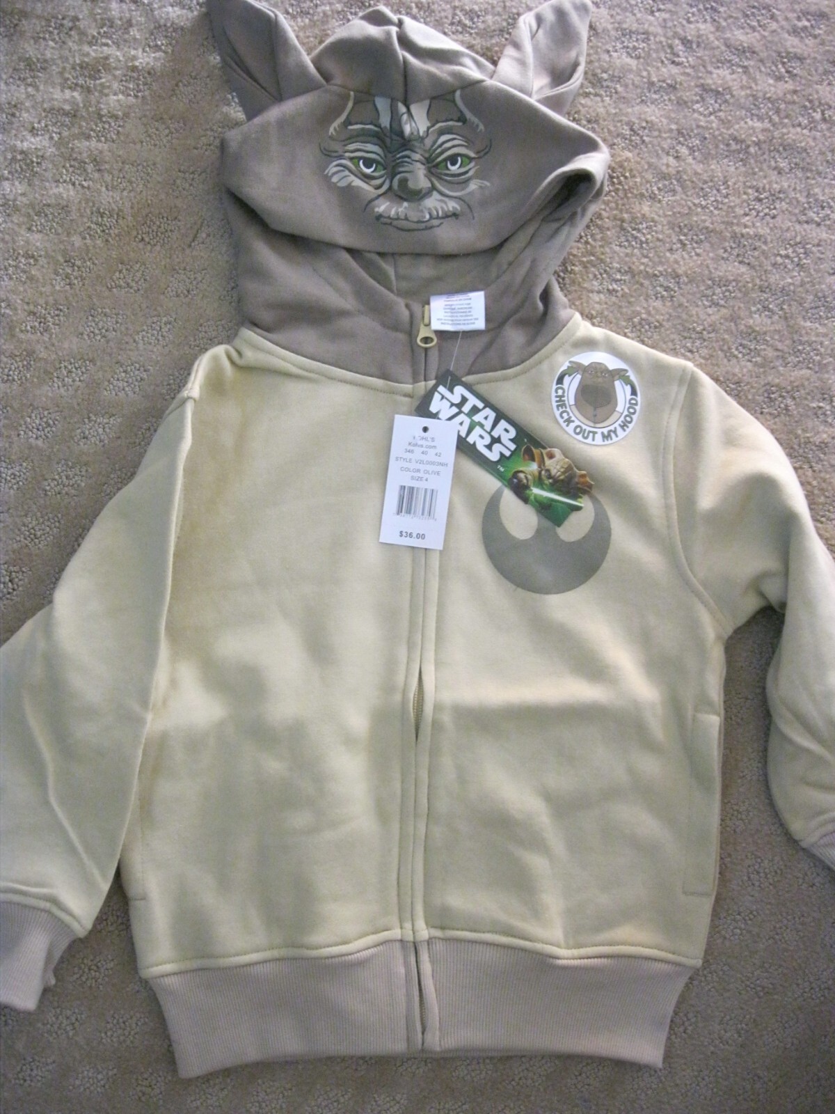36 NEW STAR WARS YODA FULL ZIP HOODIE SIZE 5/6 eBay