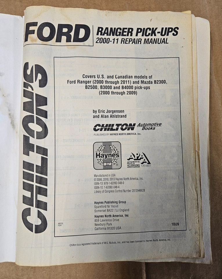 Chilton Repair Manual, 20002011 Ford Ranger eBay