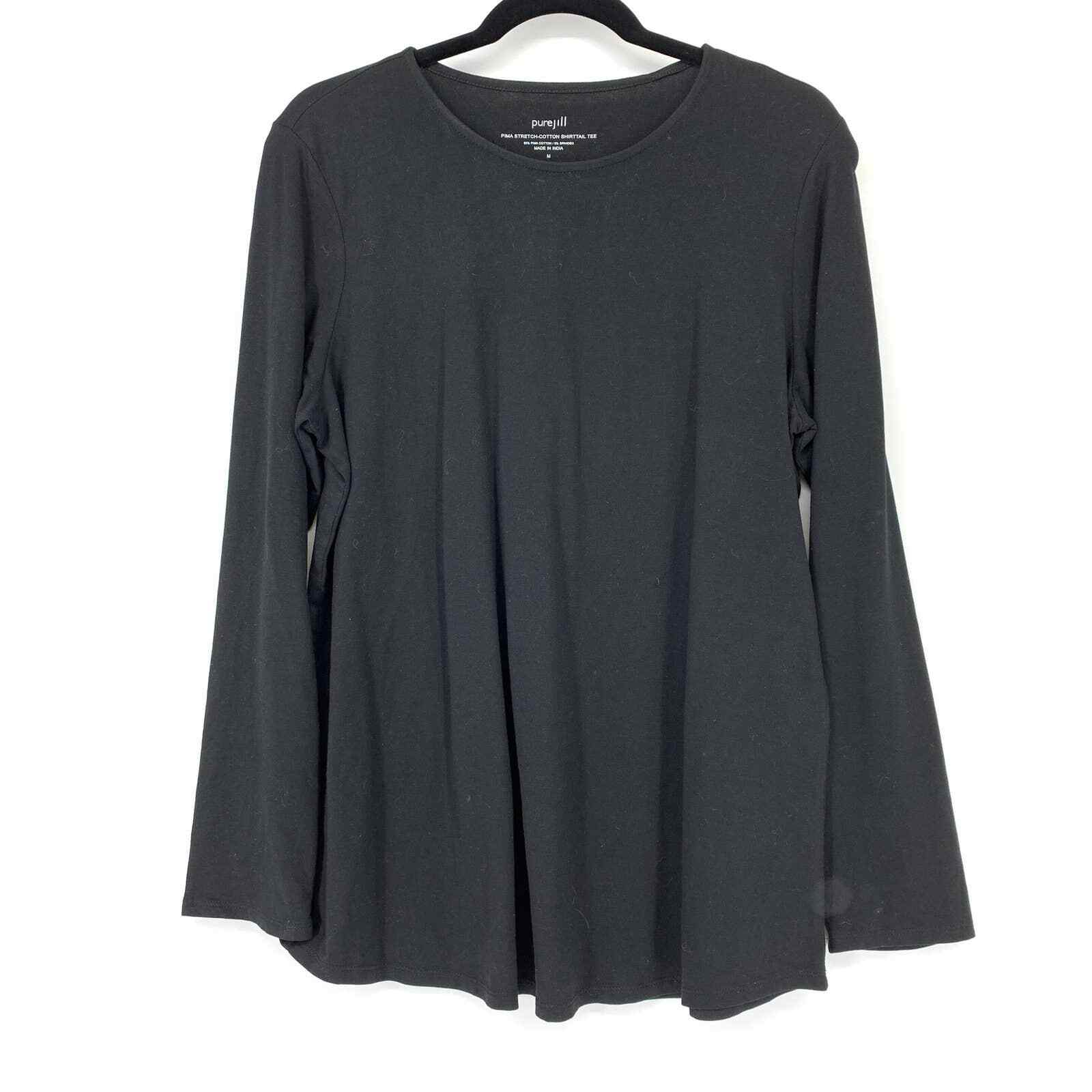 Pure J. Jill Women's Size M Pima Stretch Cotton Shirttail Tee Shirt Black eBay