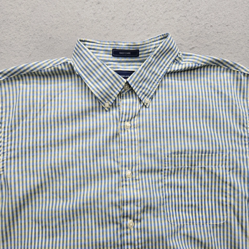 Camisa con botones de manga corta gris guinga XL Saddlebred para hombre Foto 2 de 4