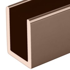 Polished Copper 3/8" Fixed Panel Shower Door Deep U-Channel - 95" Stock Length