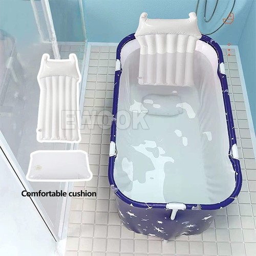 Foldable Portable Bathtub Water Tub Folding PVC Adult Spa Bath Bucket 120/140cm - Picture 5 of 11
