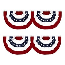 1.5x3Ft American Pleated Fan Flag Width Approx 90cm - US Patriotic Half 4 Pack