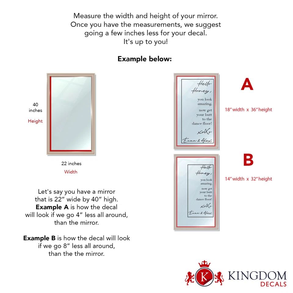 Custom Mirror Wedding Decal | Personalized Wedding Sticker, Wedding Mirror Decal - Image 4 of 4