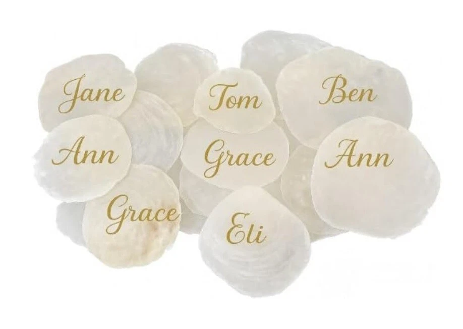 25 STK Perlmutt Scheiben Capiz Perlmuttscheiben Natur Weiss 7-11cm TISCHKARTEN  - Bild 3 von 3