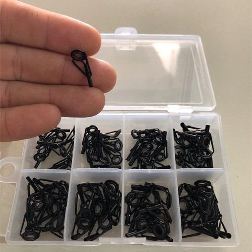 8/80Pcs Black Top Tip Guide for Spinning Casting Fishing Rod Building Repair - Picture 6 of 13