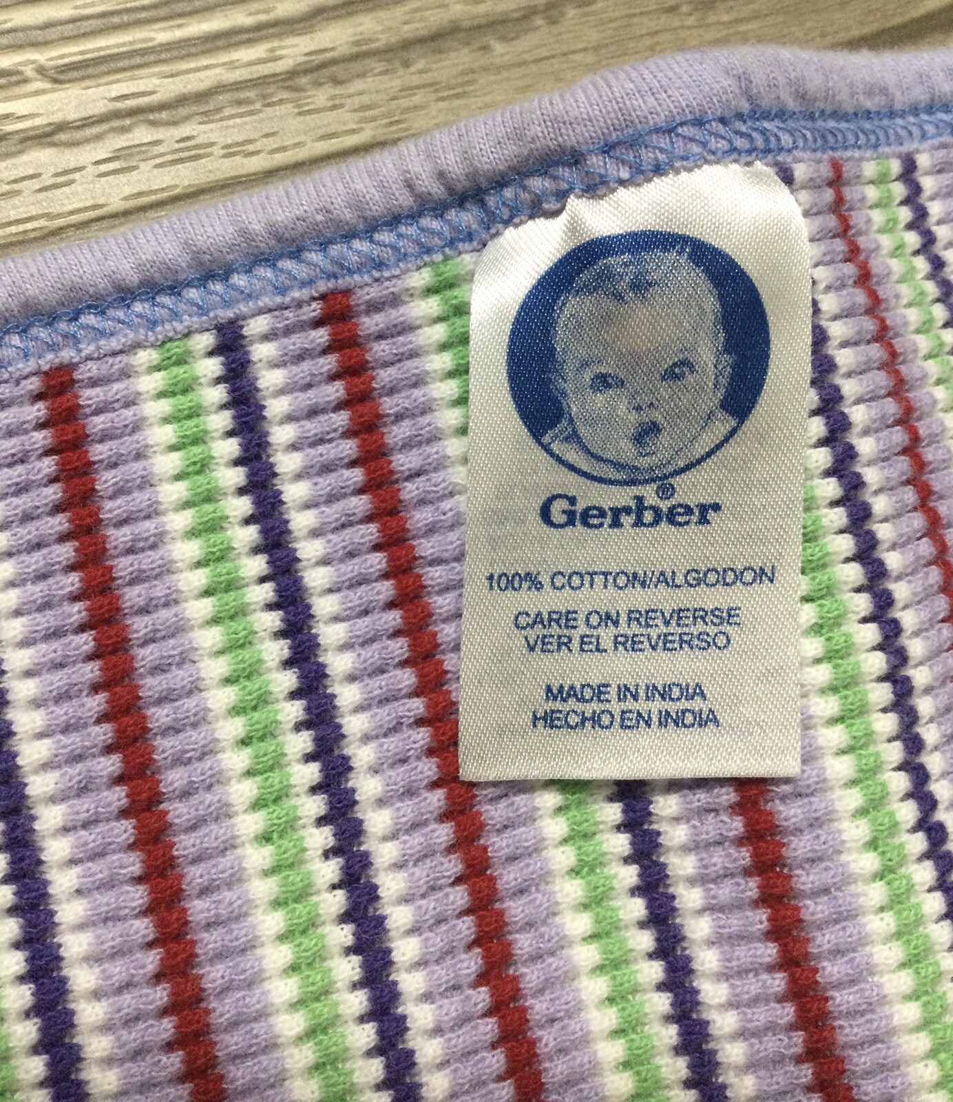 Gerber Stripe Purple Cotton Waffle Weave Thermal Baby Security Blanket