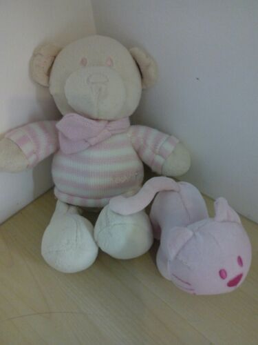 Next Pink Stripe Jumper Bear Plus A little Pink Cat Rattle - Picture 1 of 4
