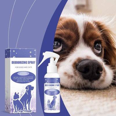 Pets Deodorant Remove Pet Odor, Fresh Lavender Scented Pet Deodorant Spray 120ml