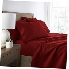 6 Piece Bed Sheet Set, King King - 6 Piece Burgundy