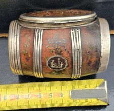 TABATIÈRE TONNEAU DECOR PEINT SNUFF BOX WOOD BARREL EP.LOUIS XVI +ARGENT SILVER
