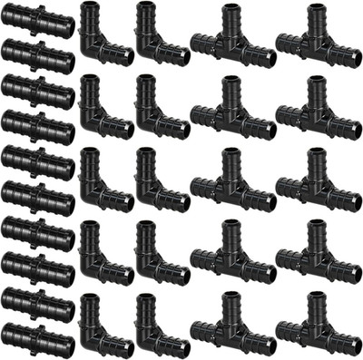 1/2'' Poly PPSU Barb Crimp PEX Fitting, 30Pcs PEX Fitting Combo, 10Pcs Each Elbow