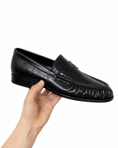 Saint Laurent Loafer YSL Size 45  - Leather Moccasin Black Designer