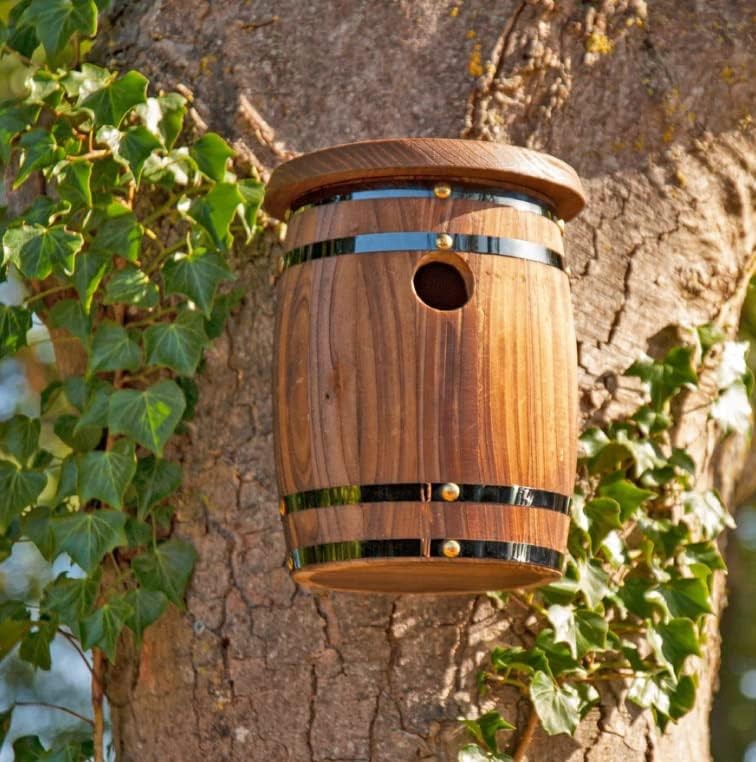 WILDLIFE WORLD WILD BIRD HANGING BARREL NESTING BOX SMALL BIRD SHELTER 23 X 19CM